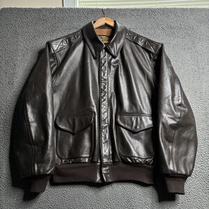 VTG US Wings USAAF A-2 Brown Horsehide Leather Bomber USA Jacket Size 46 XL